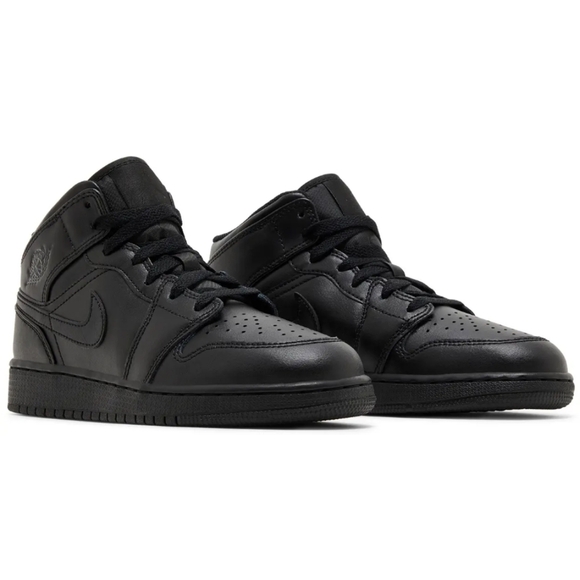 Nike Air Jordan 1 Mid GS Triple Black Size 6.5Y - Picture 1 of 7